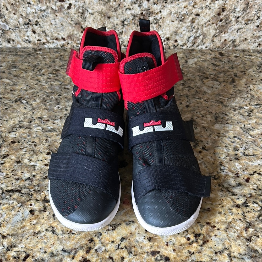 Kids Black and Red High-Top Sneakers